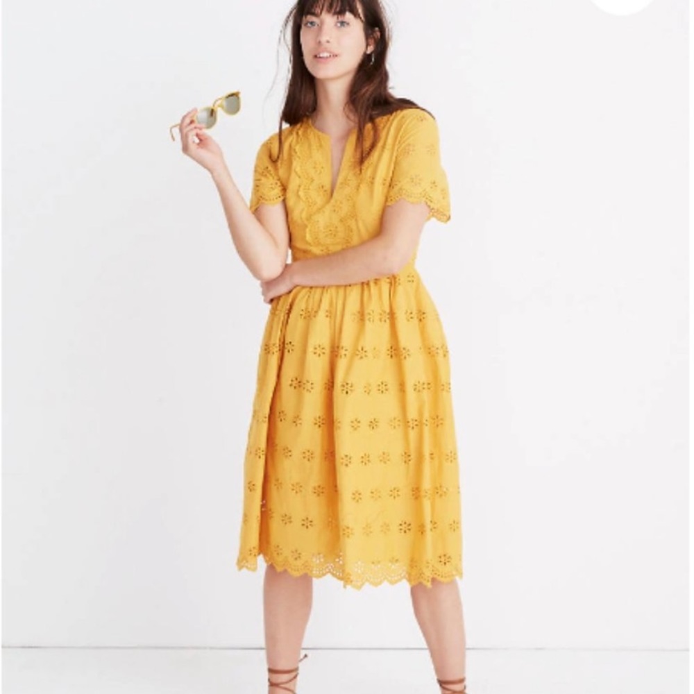 Madewell Scalloped Eyelet Midi Dress